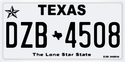 TX license plate DZB4508