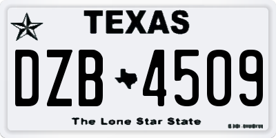 TX license plate DZB4509