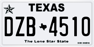 TX license plate DZB4510