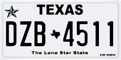 TX license plate DZB4511