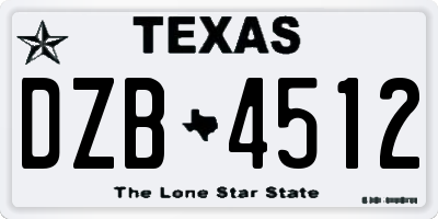 TX license plate DZB4512