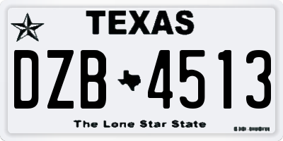 TX license plate DZB4513