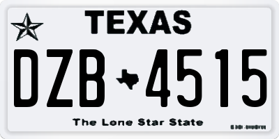 TX license plate DZB4515