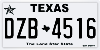 TX license plate DZB4516