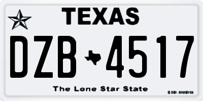 TX license plate DZB4517