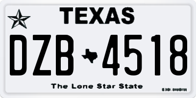 TX license plate DZB4518