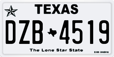 TX license plate DZB4519