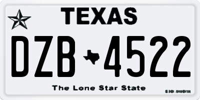 TX license plate DZB4522