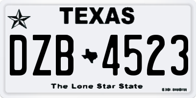 TX license plate DZB4523