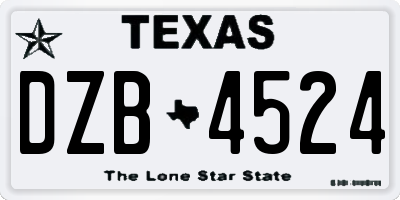 TX license plate DZB4524