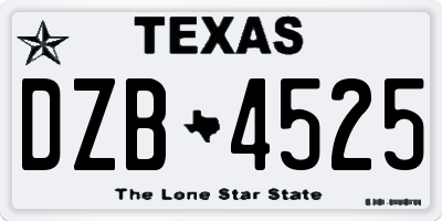 TX license plate DZB4525