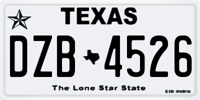 TX license plate DZB4526