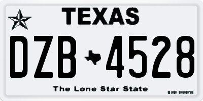 TX license plate DZB4528