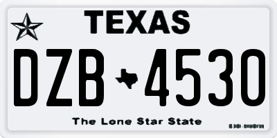 TX license plate DZB4530