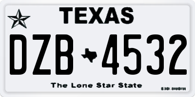TX license plate DZB4532