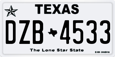 TX license plate DZB4533