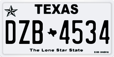 TX license plate DZB4534