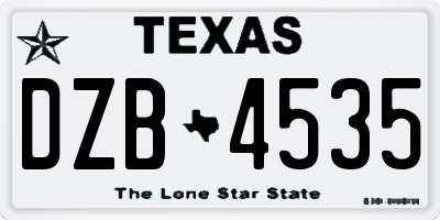 TX license plate DZB4535
