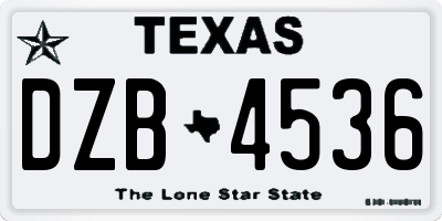 TX license plate DZB4536