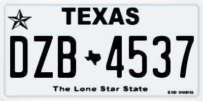 TX license plate DZB4537