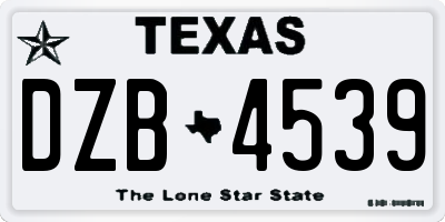 TX license plate DZB4539