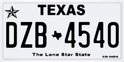 TX license plate DZB4540