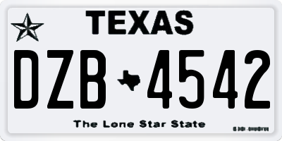 TX license plate DZB4542