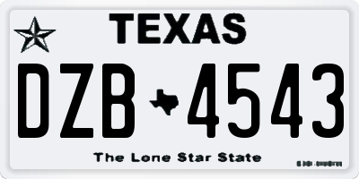 TX license plate DZB4543