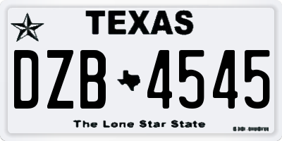 TX license plate DZB4545