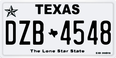 TX license plate DZB4548