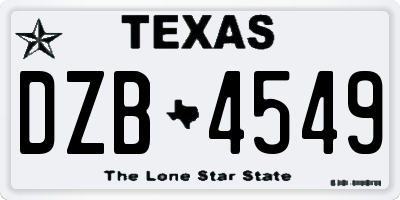 TX license plate DZB4549
