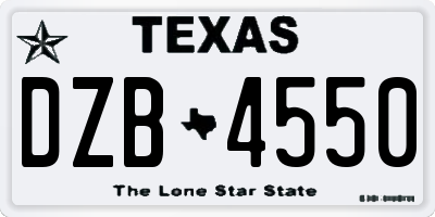 TX license plate DZB4550