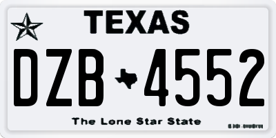 TX license plate DZB4552