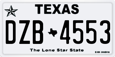 TX license plate DZB4553