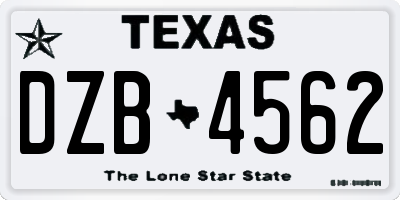 TX license plate DZB4562