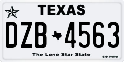 TX license plate DZB4563
