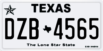 TX license plate DZB4565