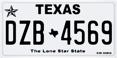TX license plate DZB4569