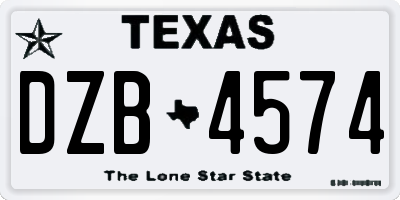 TX license plate DZB4574