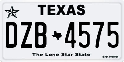 TX license plate DZB4575