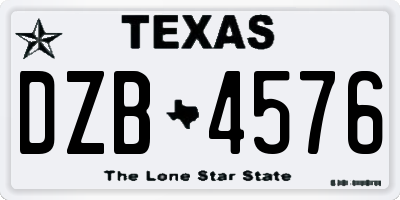 TX license plate DZB4576