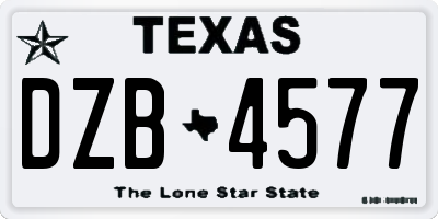 TX license plate DZB4577