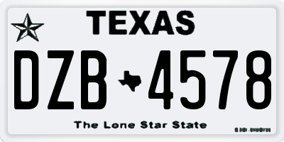 TX license plate DZB4578
