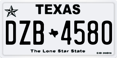 TX license plate DZB4580