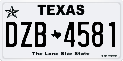 TX license plate DZB4581