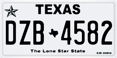 TX license plate DZB4582