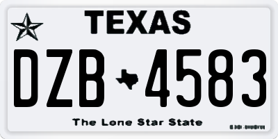 TX license plate DZB4583