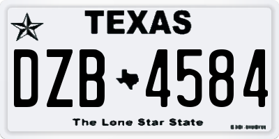 TX license plate DZB4584