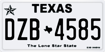 TX license plate DZB4585