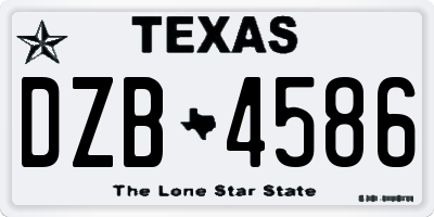 TX license plate DZB4586